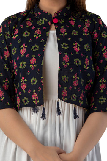 Rayon Floral Printed Jacket /koti For Women