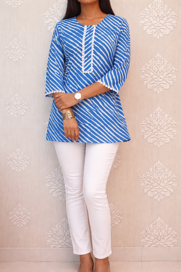 Elegant Blue Stripe Designer Kurti