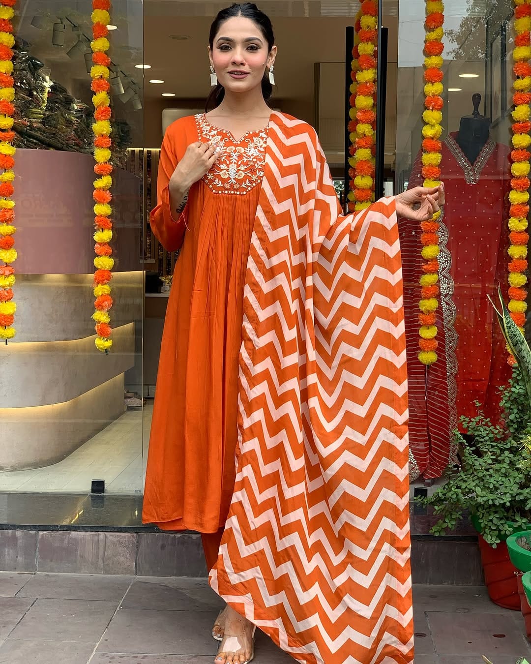 Embroiderd Cotton Kurti Set With Dupatta