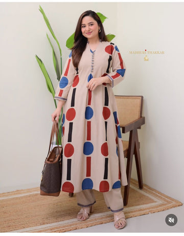 Cotton Polka Dots Kurti and Bottom