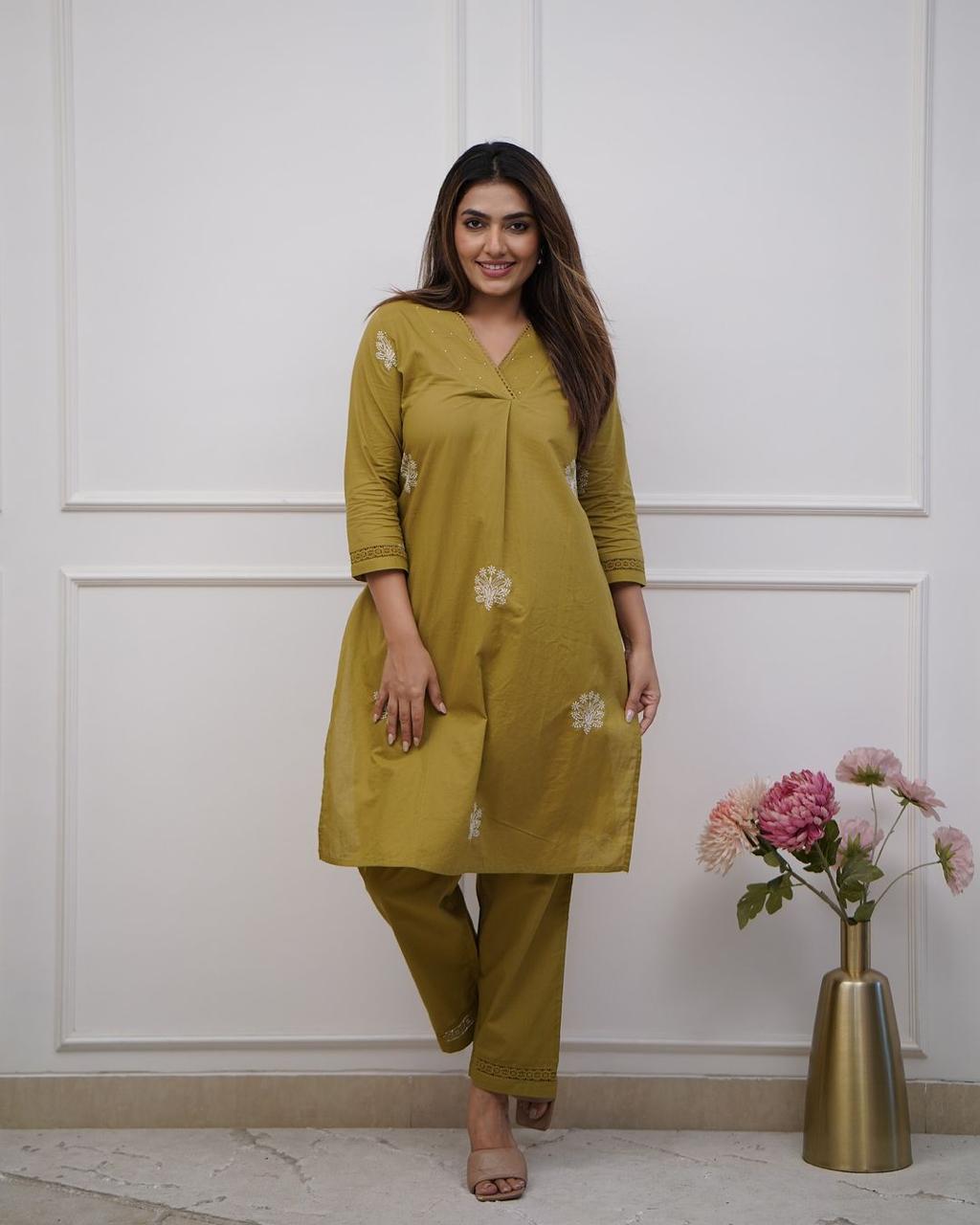 Printed cotton kurti with pant