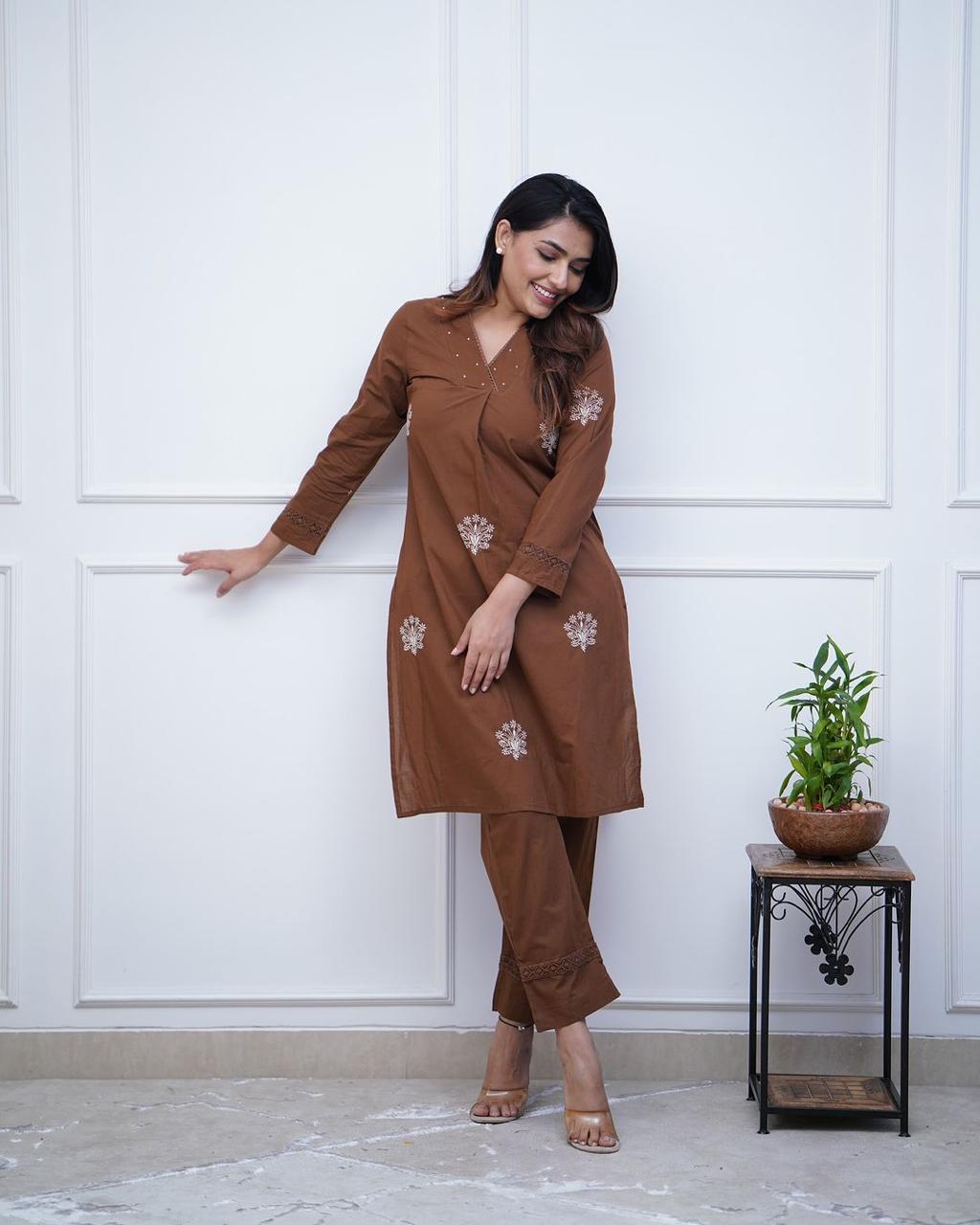 Printed cotton kurti with pant
