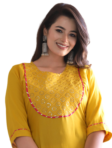 Rayon Solid Kurti With Front Yoke