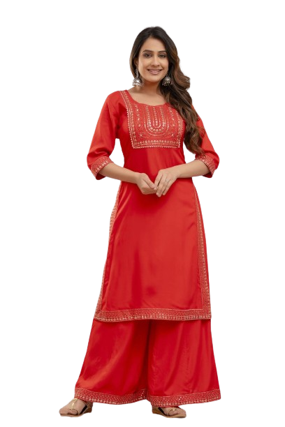 Rayon aari work kurti with kalidar plazo