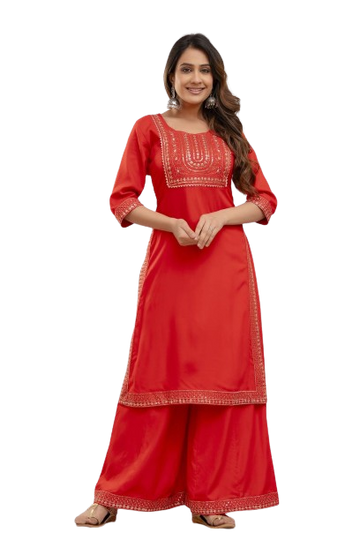 Rayon aari work kurti with kalidar plazo