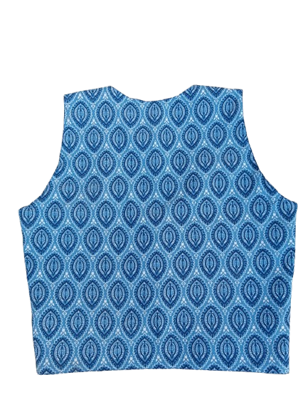 Printed cotton crop jacket with lace
