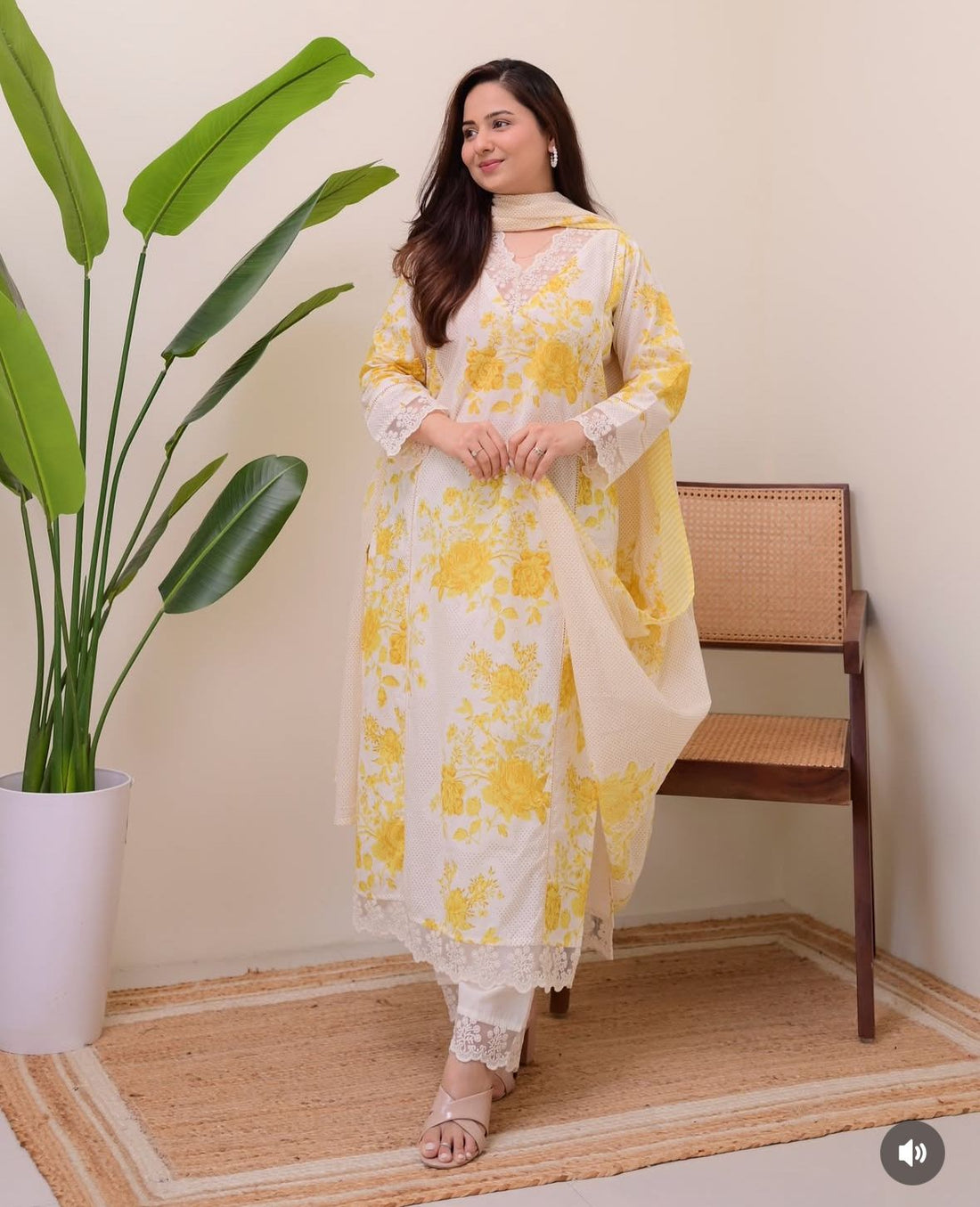 Pink City Floral Collection Kurti Pant With Printed Dupatta set